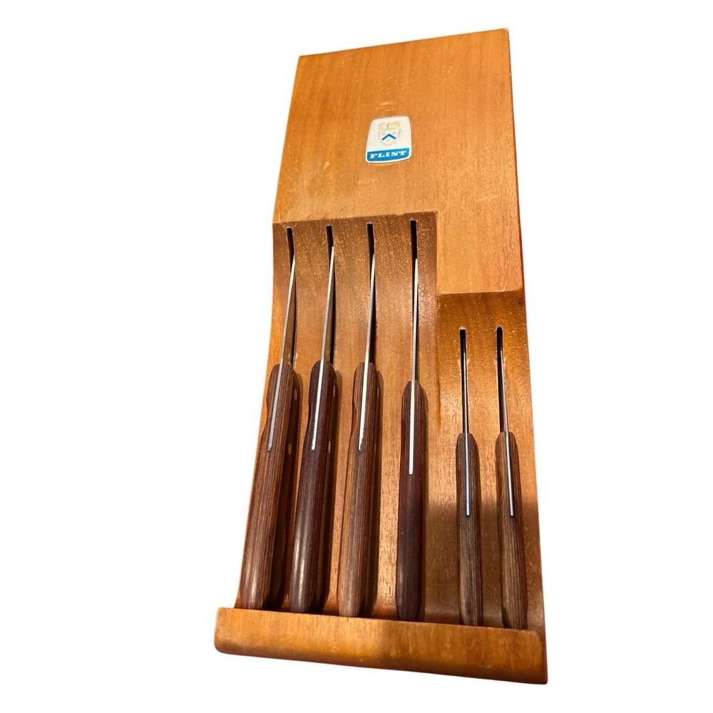 Flint vintage 6 piece knife set with block